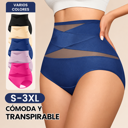 ¡Último día – Compra 1 y llévate 2!  Braguitas de talle alto de talla grande con control cruzado del abdomen