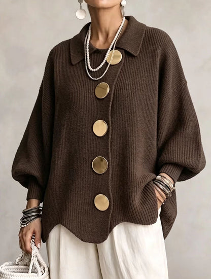 Isadora™ | Cárdigan Oversize de Punto con Grandes Botones Dorados