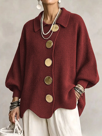 Isadora™ | Cárdigan Oversize de Punto con Grandes Botones Dorados