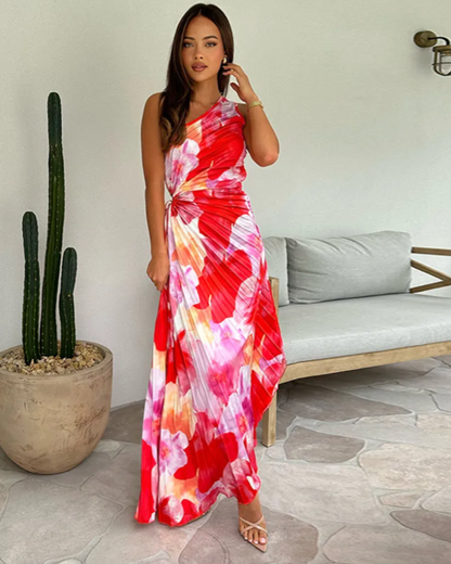 Vestido de Noche Tropical Vibrante