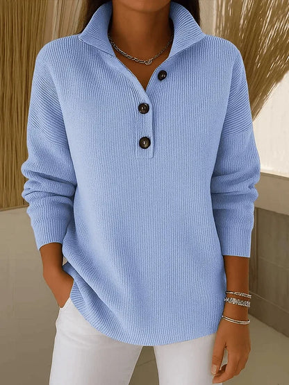 Jersey de Punto con Cuello Polo en V