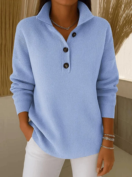 Jersey de Punto con Cuello Polo en V