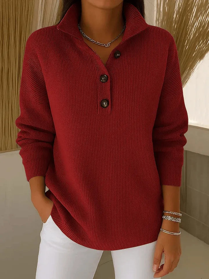 Jersey de Punto con Cuello Polo en V
