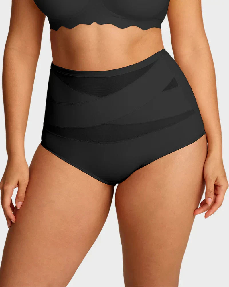 ¡Último día – Compra 1 y llévate 2!  Braguitas de talle alto de talla grande con control cruzado del abdomen