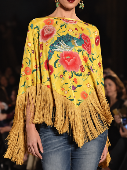 CLAUDIA | Jersey Floral Bohemio de Corte Asimétrico