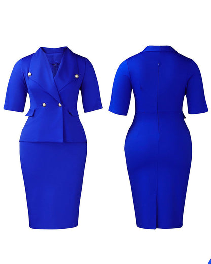 Vestido de Negocios de Doble Botonadura Antiarrrugas
