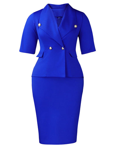 Vestido de Negocios de Doble Botonadura Antiarrrugas