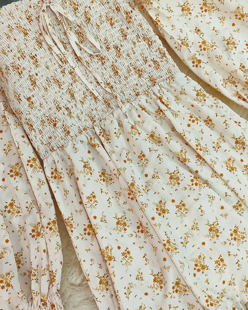 Vestido Maxi Bohemio Chic con Estampado Floral y Corte Imperio