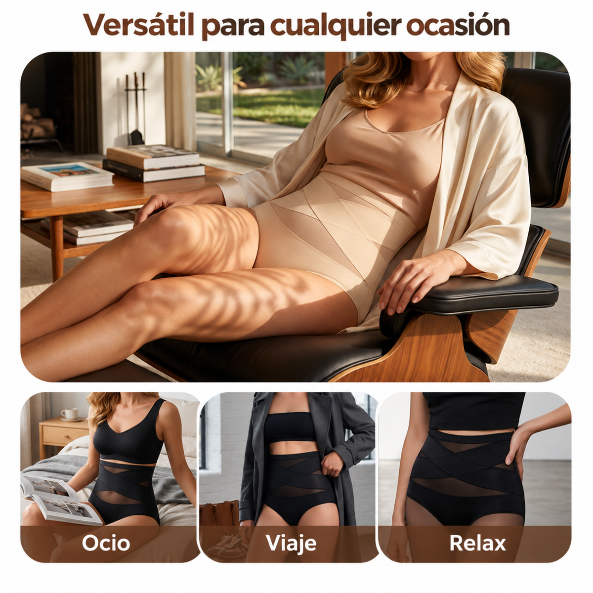 ¡Último día – Compra 1 y llévate 2!  Braguitas de talle alto de talla grande con control cruzado del abdomen