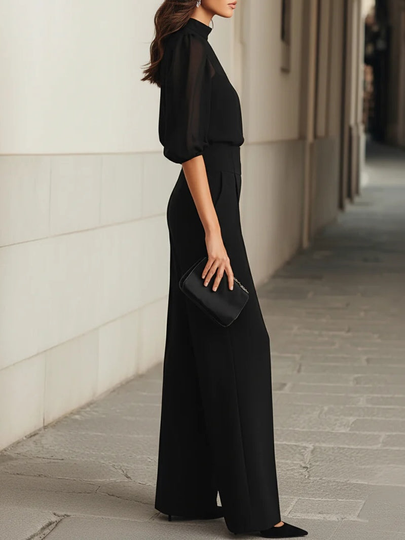Elegante Conjunto de Tres Piezas con Mangas Transparentes