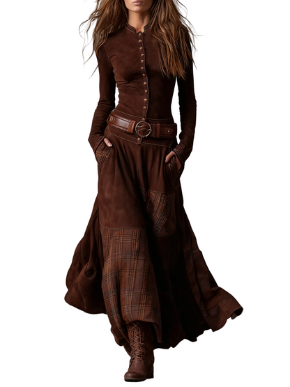 Isadora | Vestido Largo de Ante con Cinturón