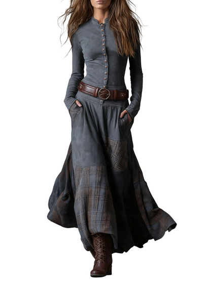 Isadora | Vestido Largo de Ante con Cinturón
