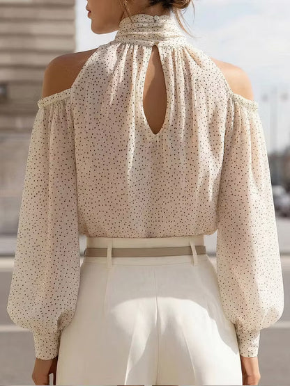 Blusa con Hombros Descubiertos y Lazo al Cuello