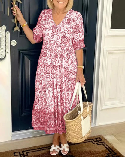 Vestido de estilo bohemio con escote en V – Añade un toque de color a tu armario