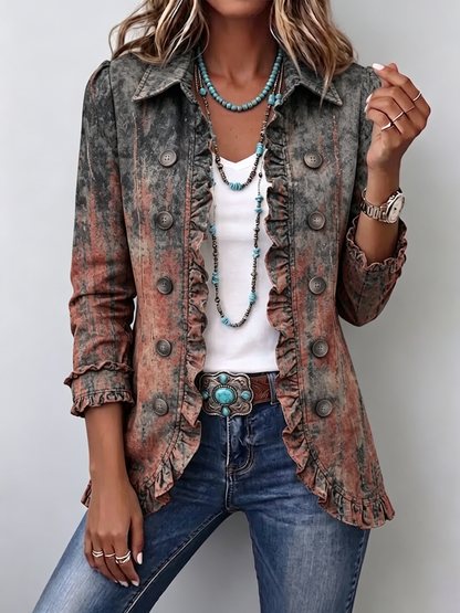 Vincenza | Chaqueta Texturizada Degradada con Volantes
