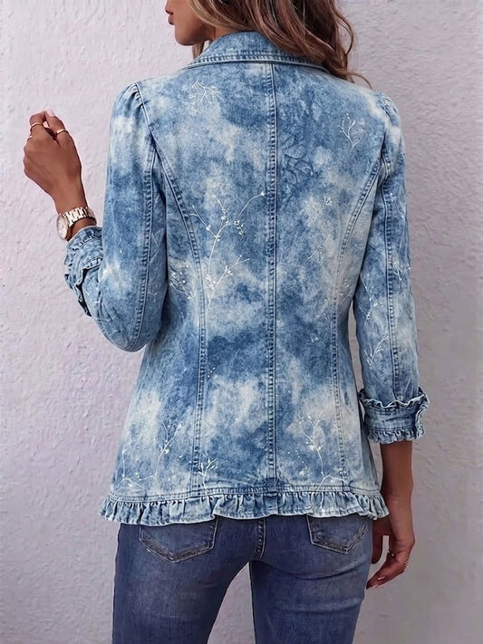 Rosaria | Chaqueta con estampado botánico difuminado y volantes