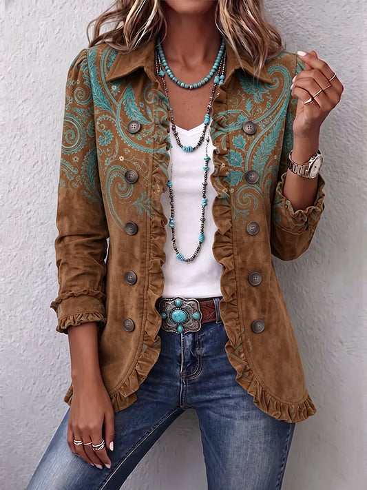 Clelia | Chaqueta con Estampado de Cachemira y Volantes