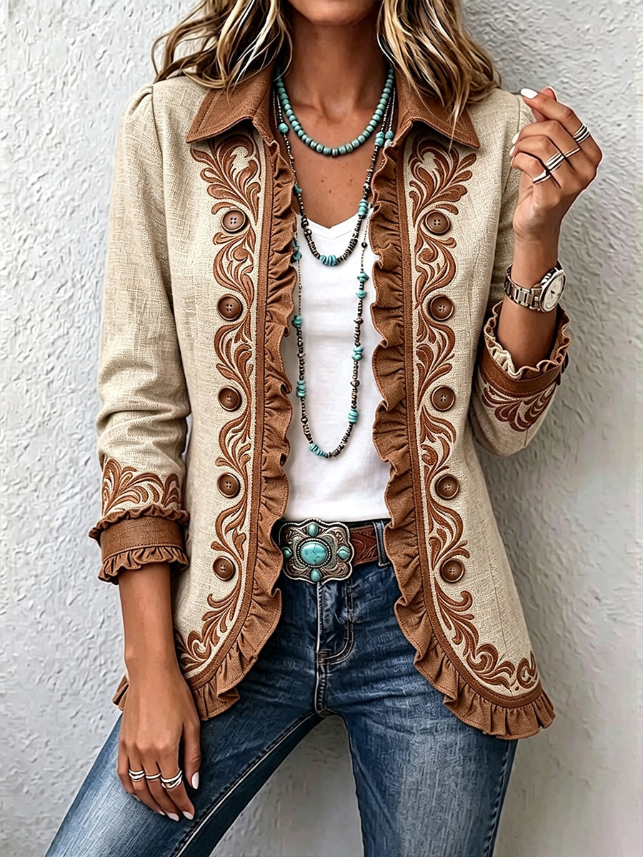 Lolanda | Chaqueta Floral Bordada con Volantes