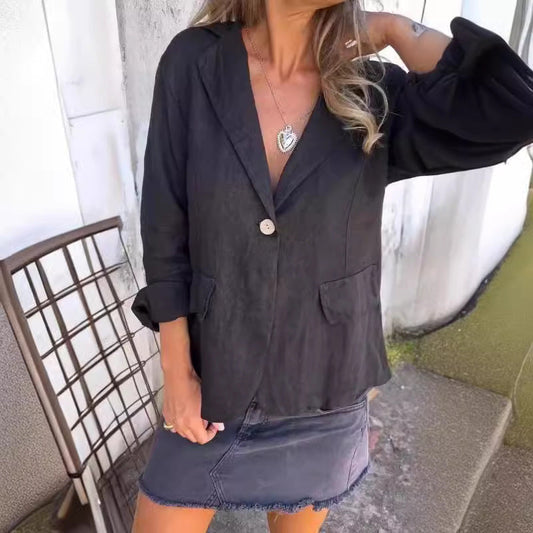 Blazer ligero de verano para mujer de algodón y lino