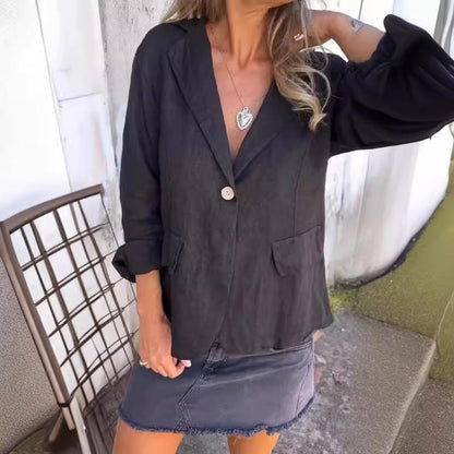 Blazer ligero de verano para mujer de algodón y lino
