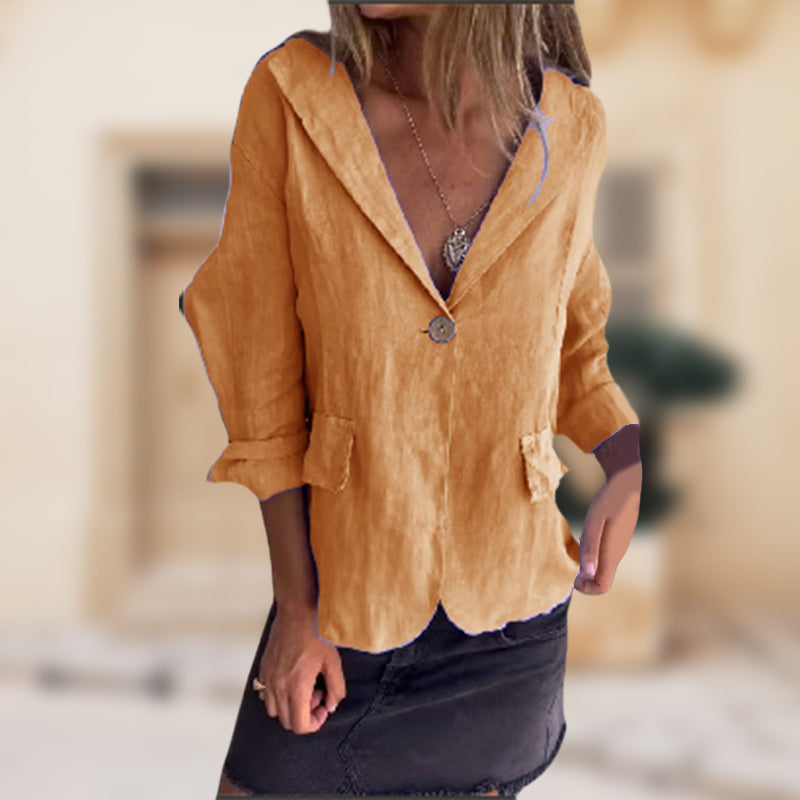 Blazer ligero de verano para mujer de algodón y lino