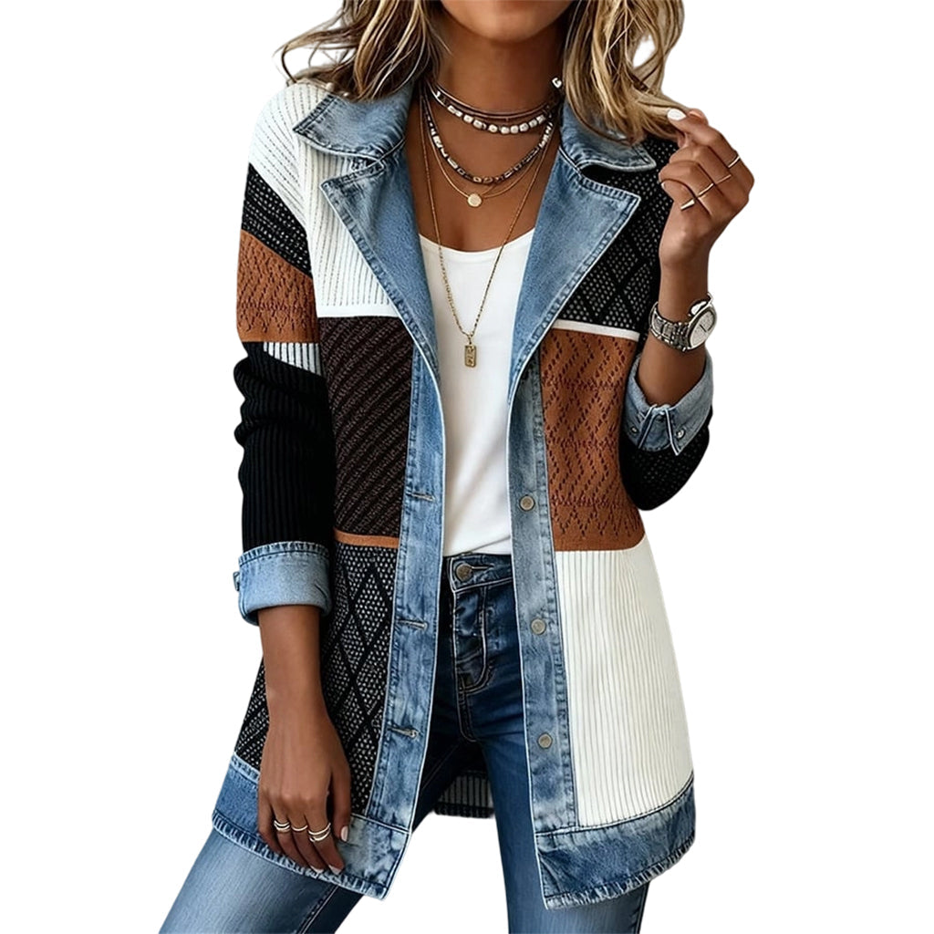 Lea | Chaqueta de Denim y Punto de Canalé