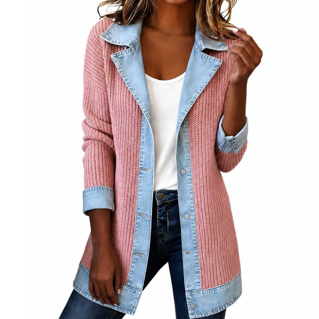 Lea | Chaqueta de Denim y Punto de Canalé