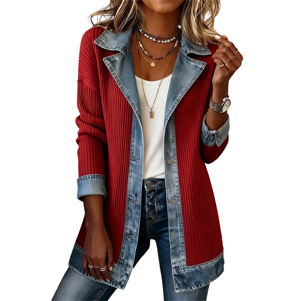 Lea | Chaqueta de Denim y Punto de Canalé